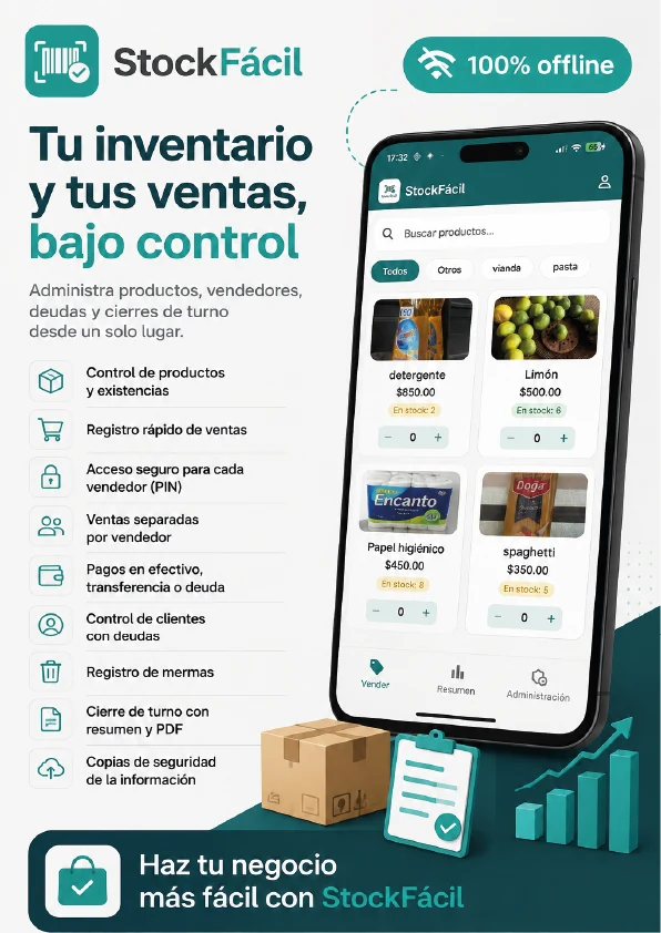StockFácil funcionando en un dispositivo móvil